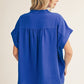 V-NECK SOLID BLUE TOP