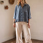 RUFFLE HEM DENIM TOP
