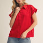 SATIN BUTTON RED TOP