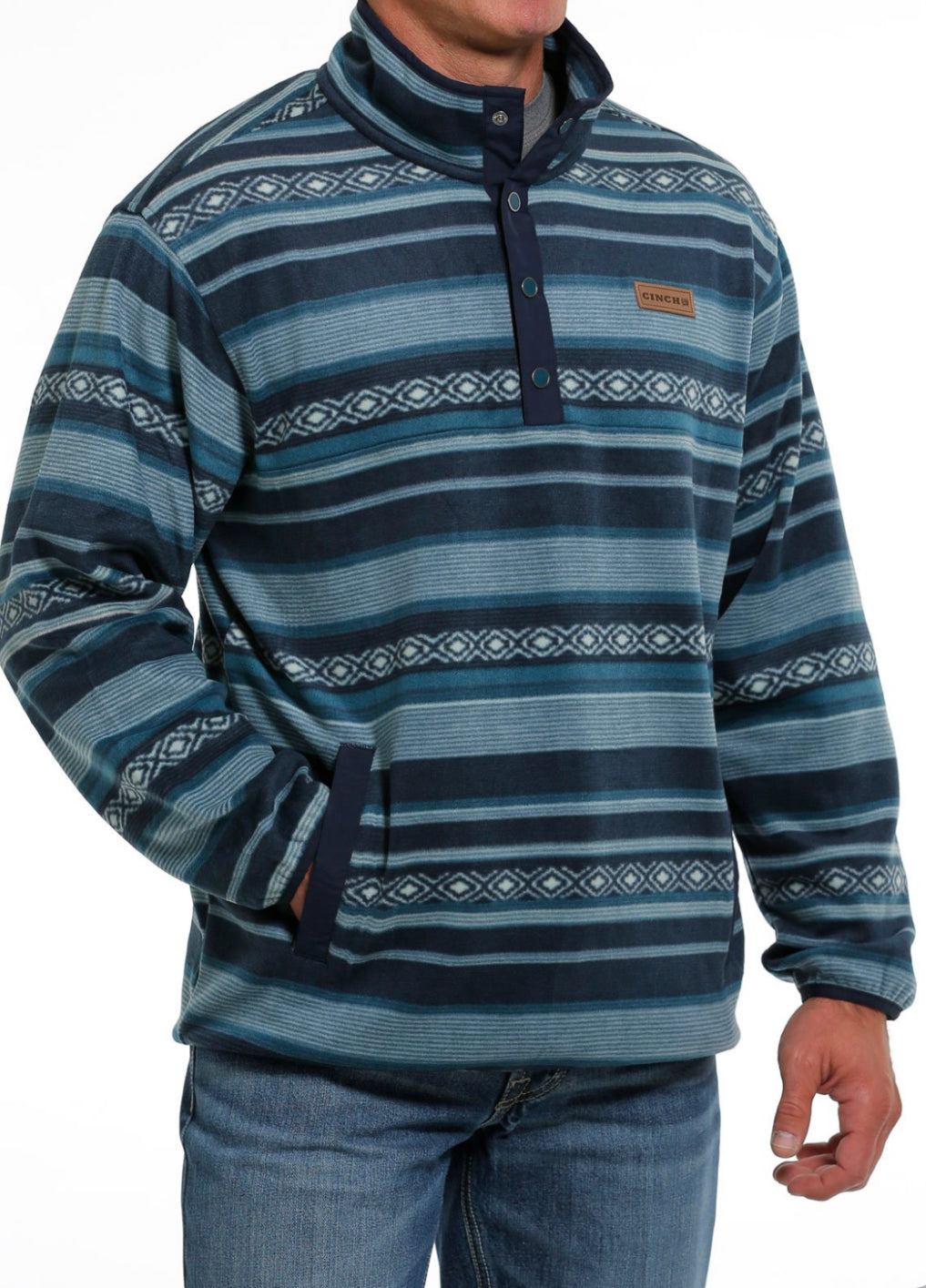 Cinch Mn Blue with Teal/Green Stripe Serape Fleece