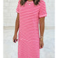 STRIPE TEE SHIRT ROSE DRESS