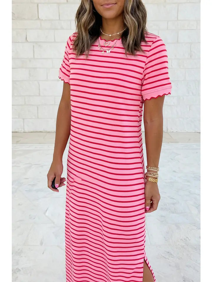 STRIPE TEE SHIRT ROSE DRESS