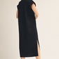 DROP SHOULDER BLACK DRESS