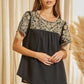 Emb. Tassel Black Blouse