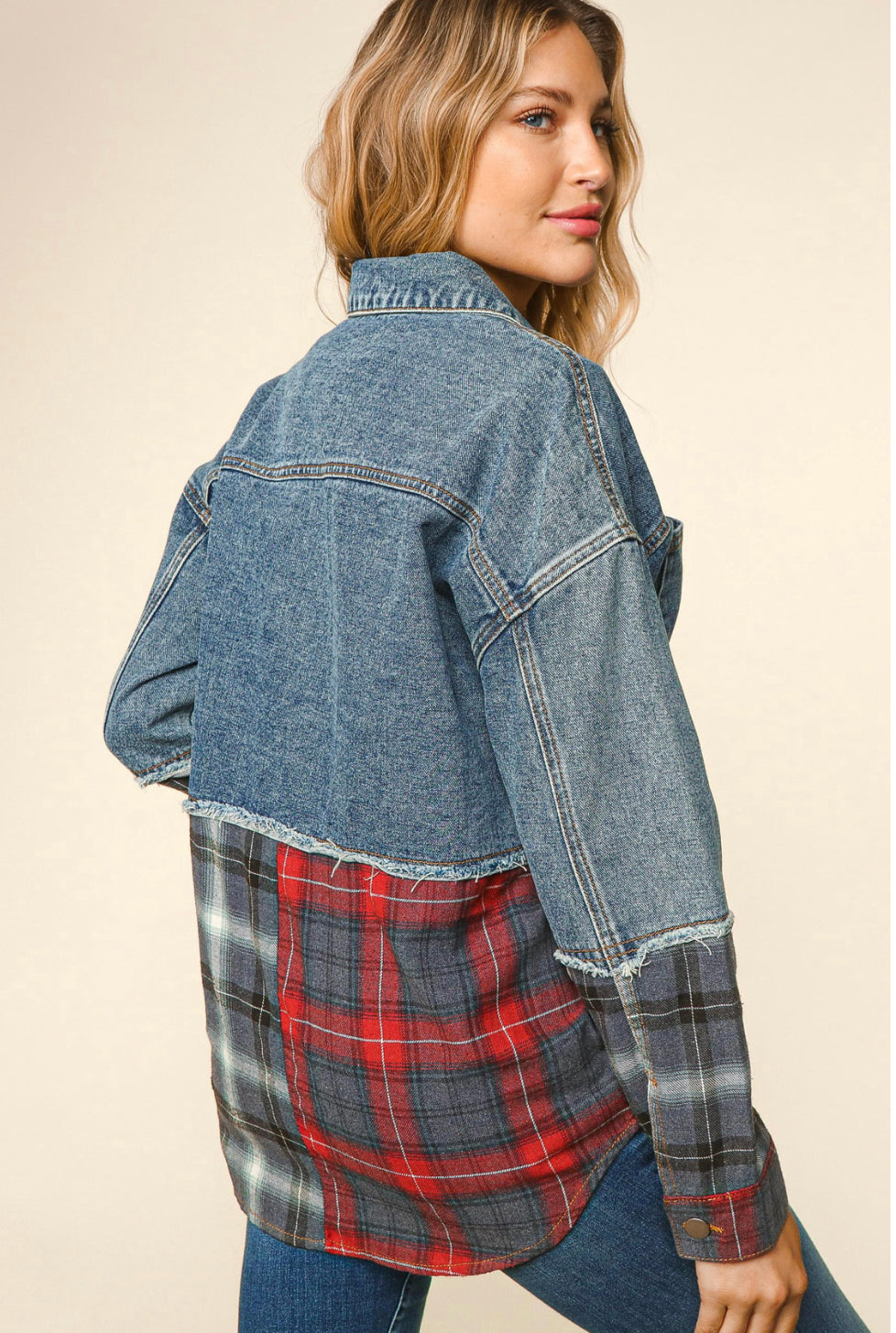 Enzyme Denim Plaid Shacket