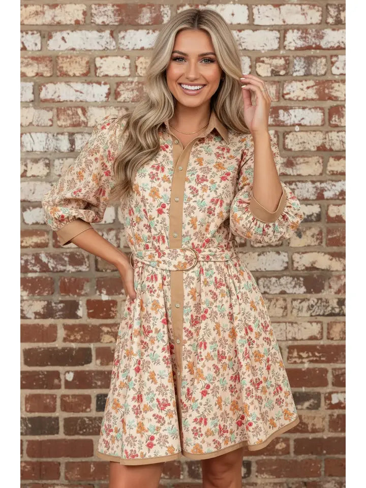 COLLAR FLORAL MINI DRESS