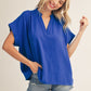 V-NECK SOLID BLUE TOP