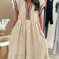 DOUBLE STRIPE BROWN DRESS