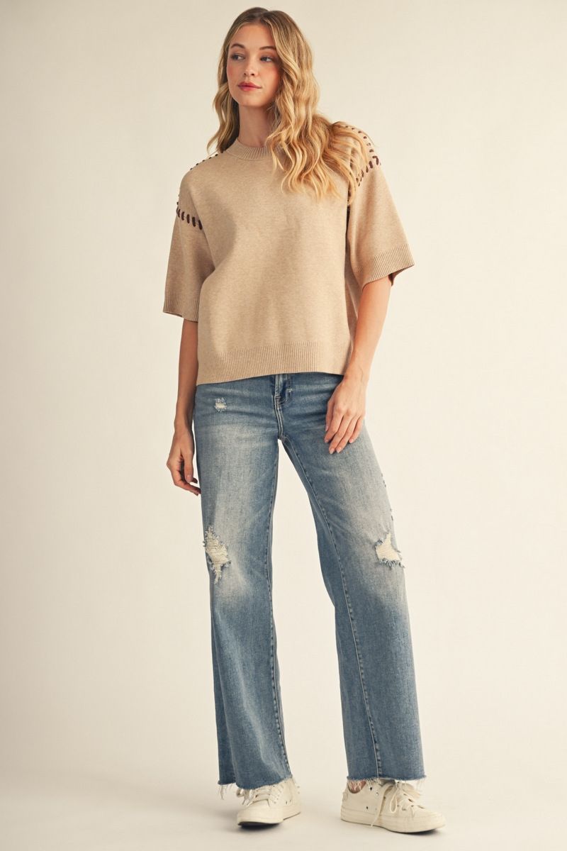 STITCH SEAM OATMEAL TOP