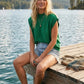 SLEEVELESS KNIT GREEN TOP
