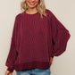 BURGUNDY RIB BANDED SWEATER