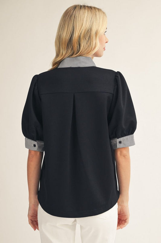CONTRAST STRIPE BLACK TOP