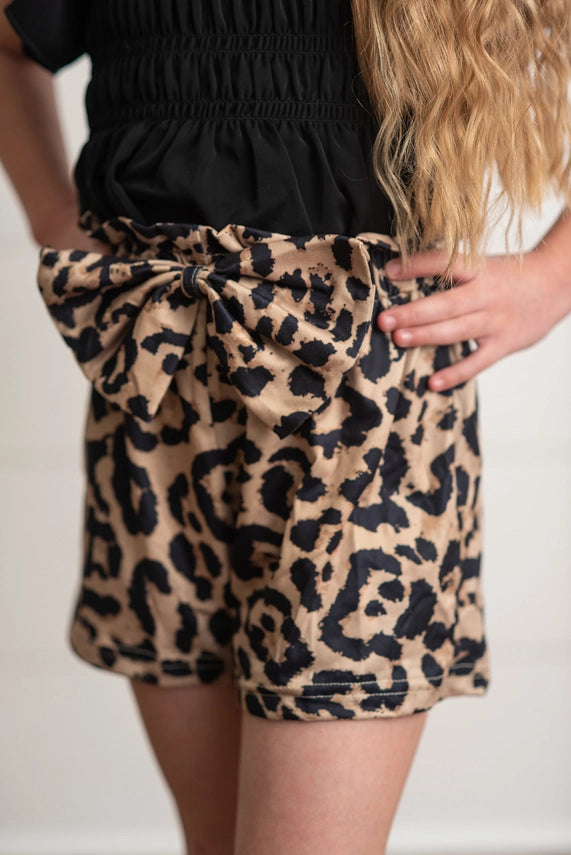 LEOPARD BOW SHORT SET