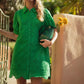SCALLOP HEM GREEN DRESS