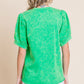 Green Eyelet Puff Sleeve Top