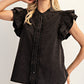 BLACK RUFFLE TRIM TOP