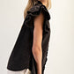 BLACK RUFFLE TRIM TOP