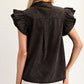 BLACK RUFFLE TRIM TOP