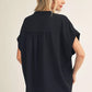 V-NECK SOLID BLACK TOP