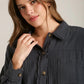 Button Up Blue Ash LS Top