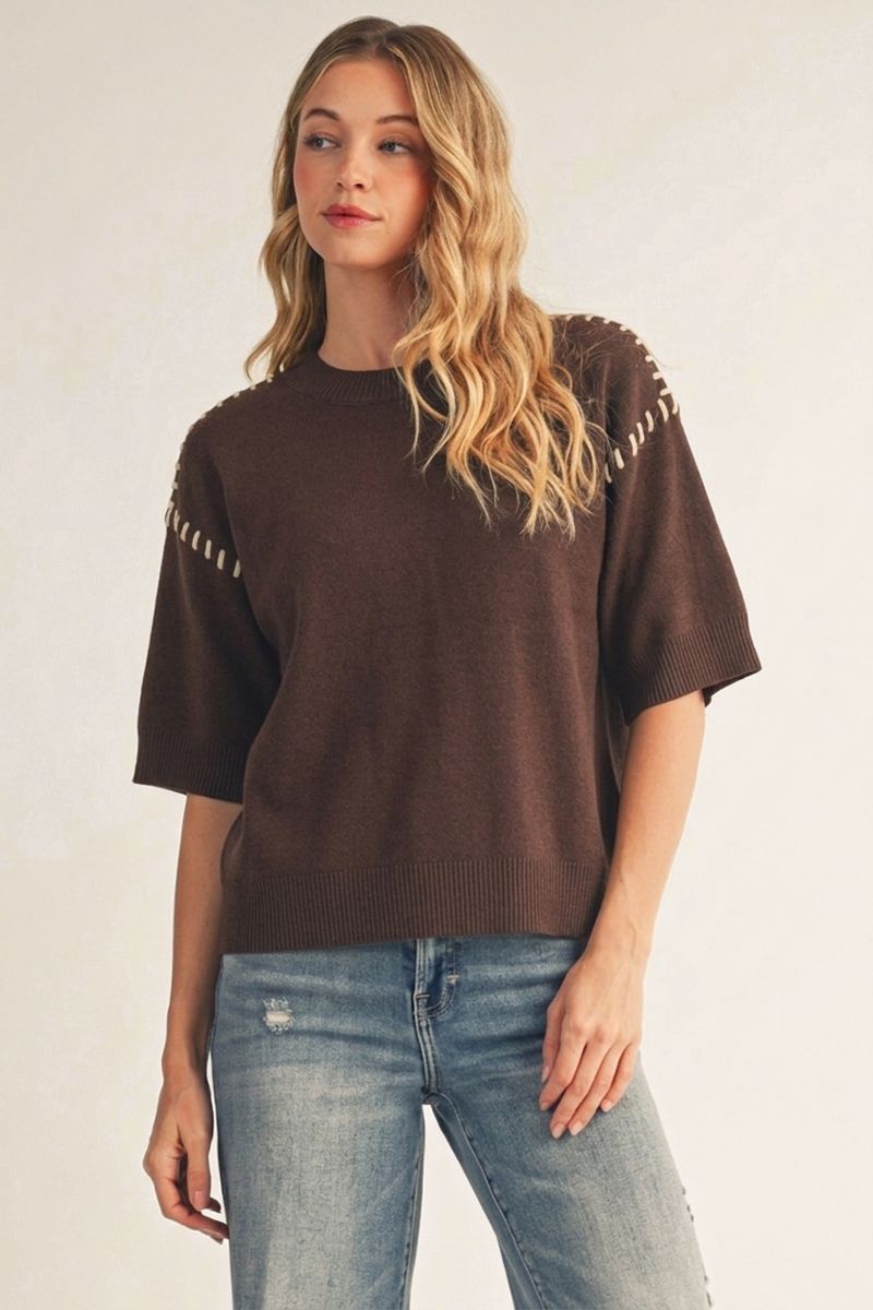 STITCH SEAM BROWN TOP