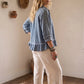 RUFFLE HEM DENIM TOP