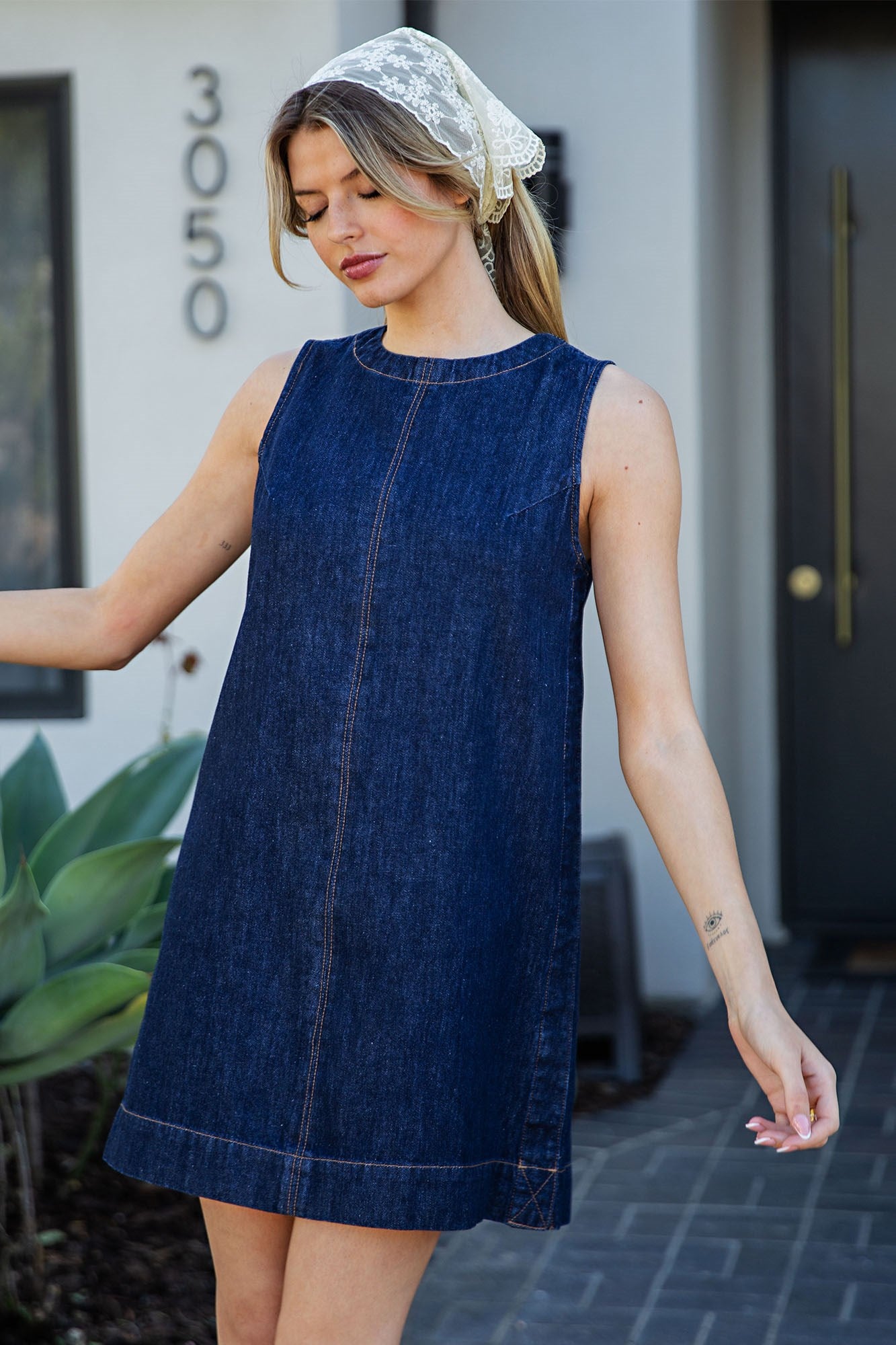 DENIM SLEEVELESS DRESS
