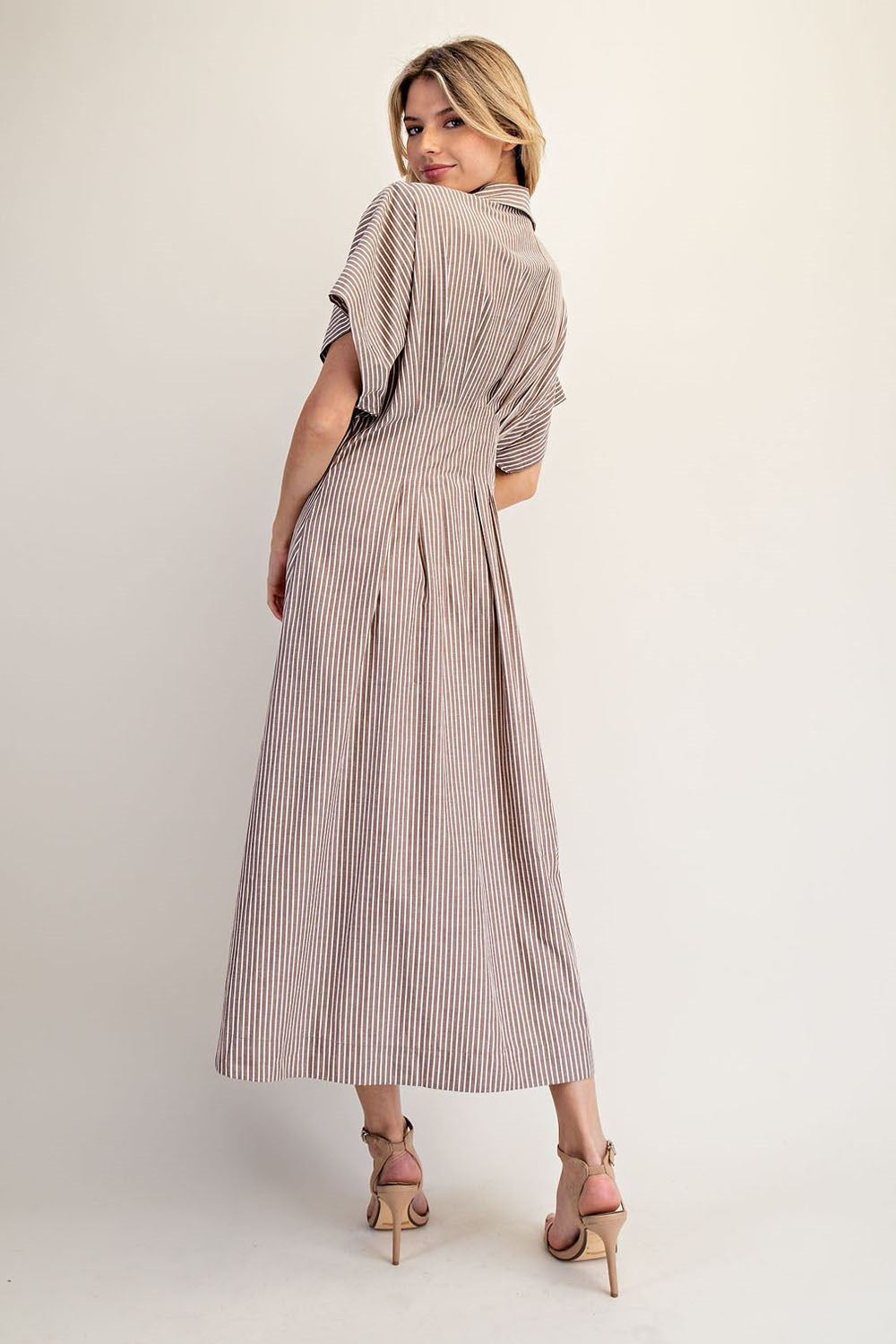 STRIPED PLEATED COCO MAXI