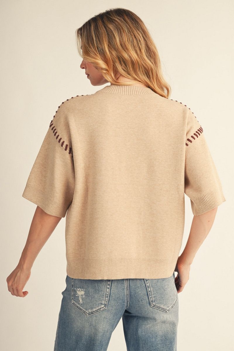 STITCH SEAM OATMEAL TOP