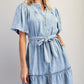LACE TRIMMED CHAMBRAY DRESS
