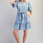LACE TRIMMED CHAMBRAY DRESS