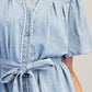 LACE TRIMMED CHAMBRAY DRESS