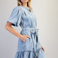 LACE TRIMMED CHAMBRAY DRESS