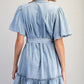 LACE TRIMMED CHAMBRAY DRESS