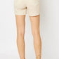 Judy Blue Hi-Waisted Dyed Khaki Embroidery Shorts