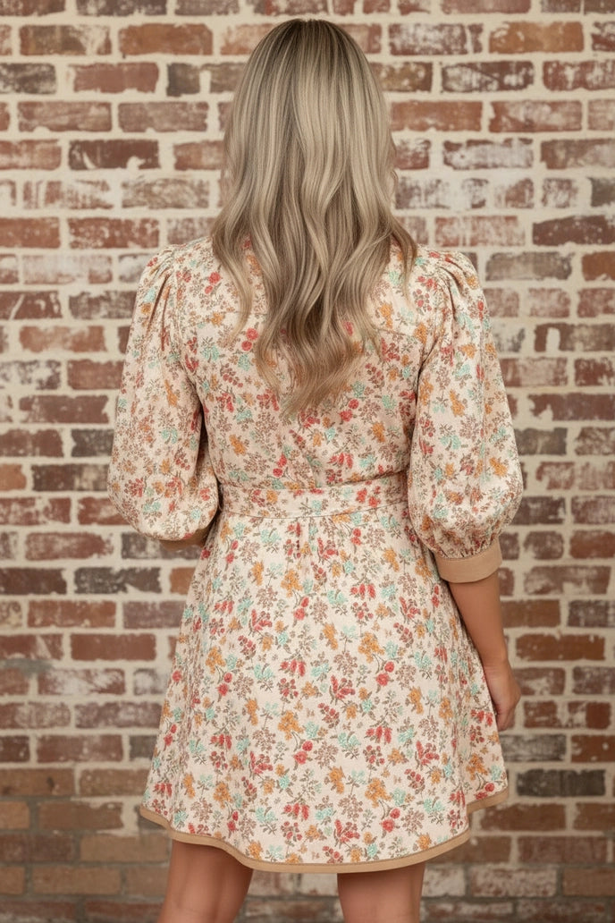 COLLAR FLORAL MINI DRESS