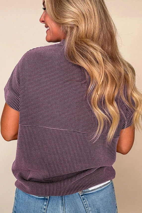 CORDED KNIT MOCK TOP