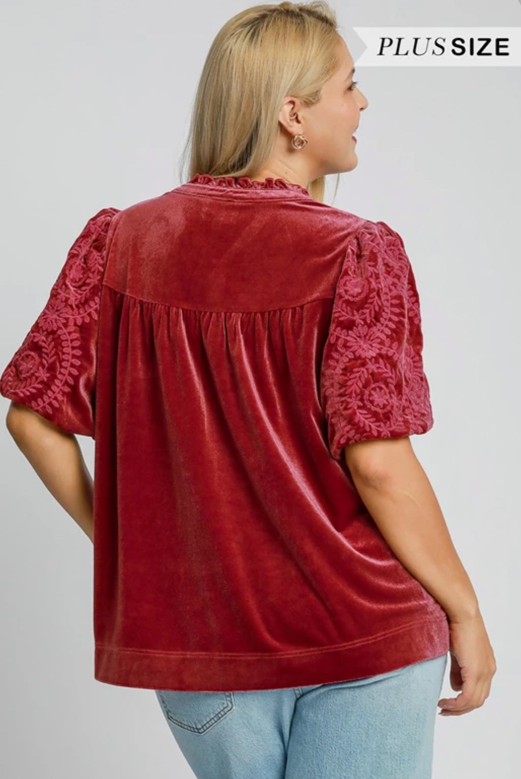 Velvet Puff Sleeve Top