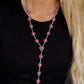 Dainty Burnished Silver Oval Pink Concho Lariat Style Necklace