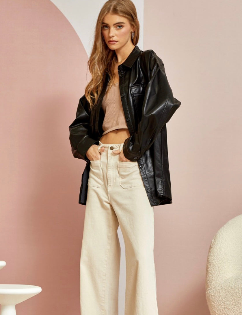 Faux Leather Boyfriend Jacket