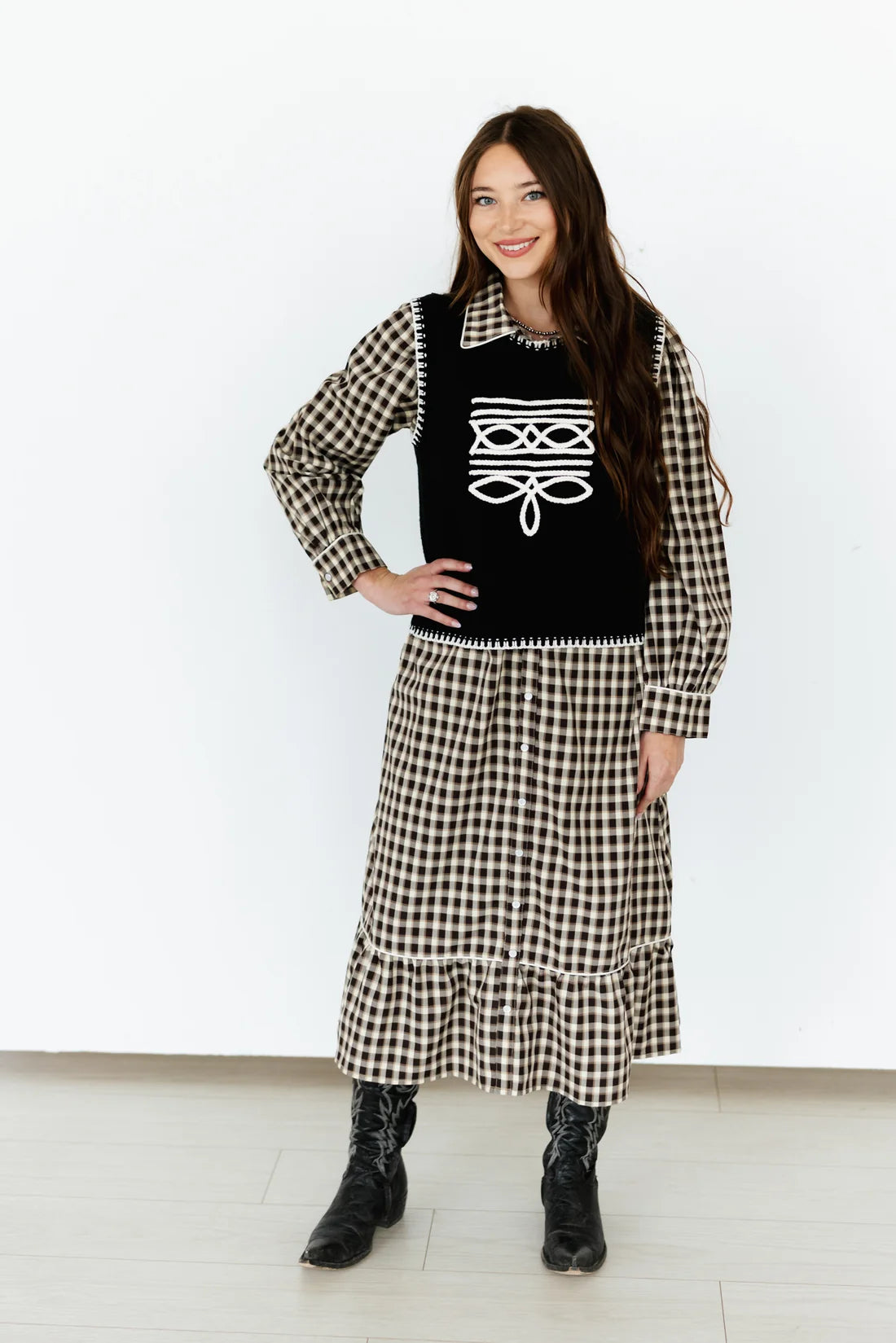 BOOT STITCH BLACK VEST TOP