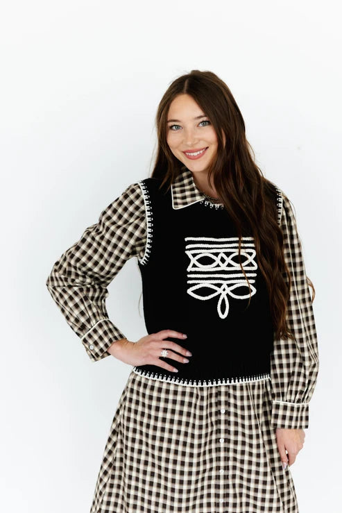 BOOT STITCH BLACK VEST TOP