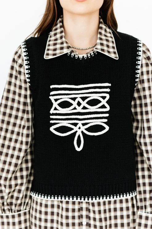 BOOT STITCH BLACK VEST TOP
