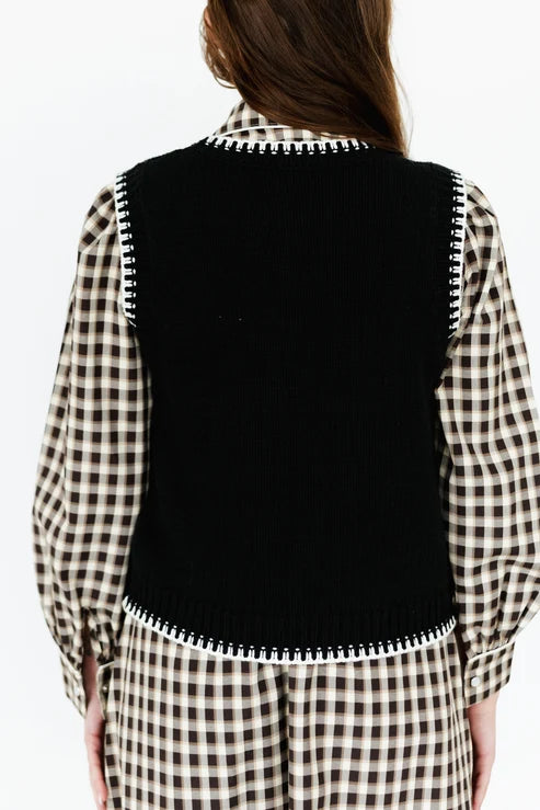BOOT STITCH BLACK VEST TOP