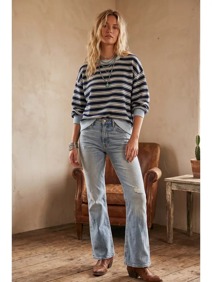 STRIPED NAVY MIX TOP