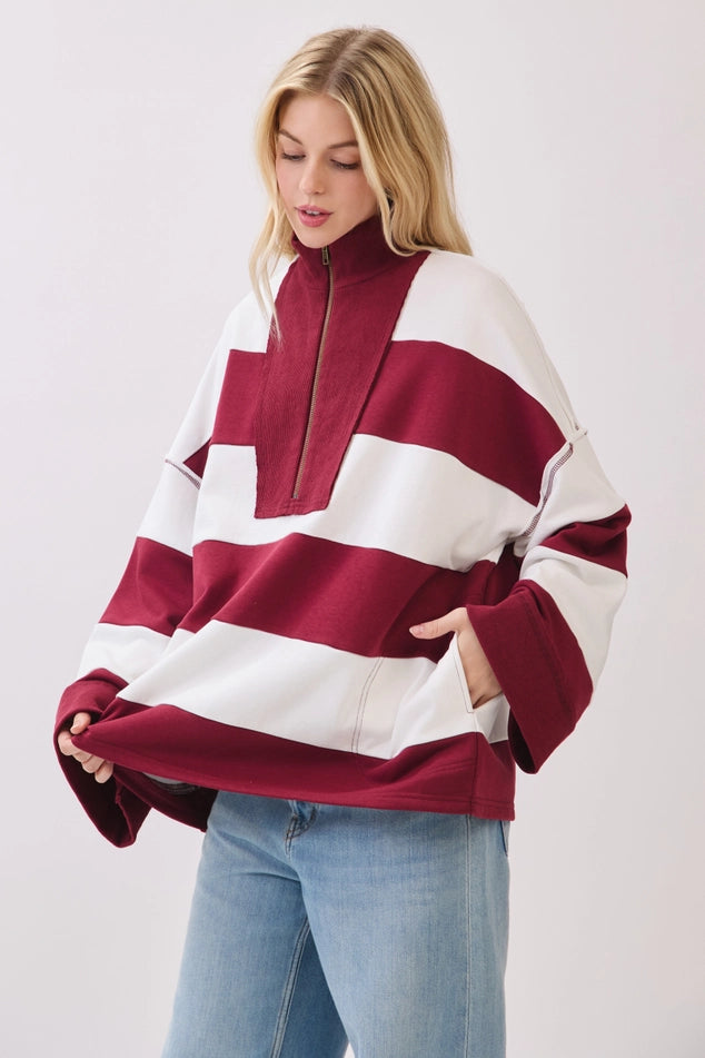 VARSITY DAYS ZIP UP BURGUNDY/WHITE