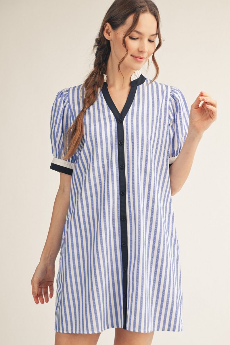STRIPE SHIFT BLUE DRESS