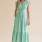 GREEN CAP SLEEVE DRESS