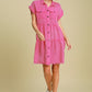 COLLARED TIERED PINK DRESS