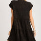 COLLARED TIERED BLACK DRESS